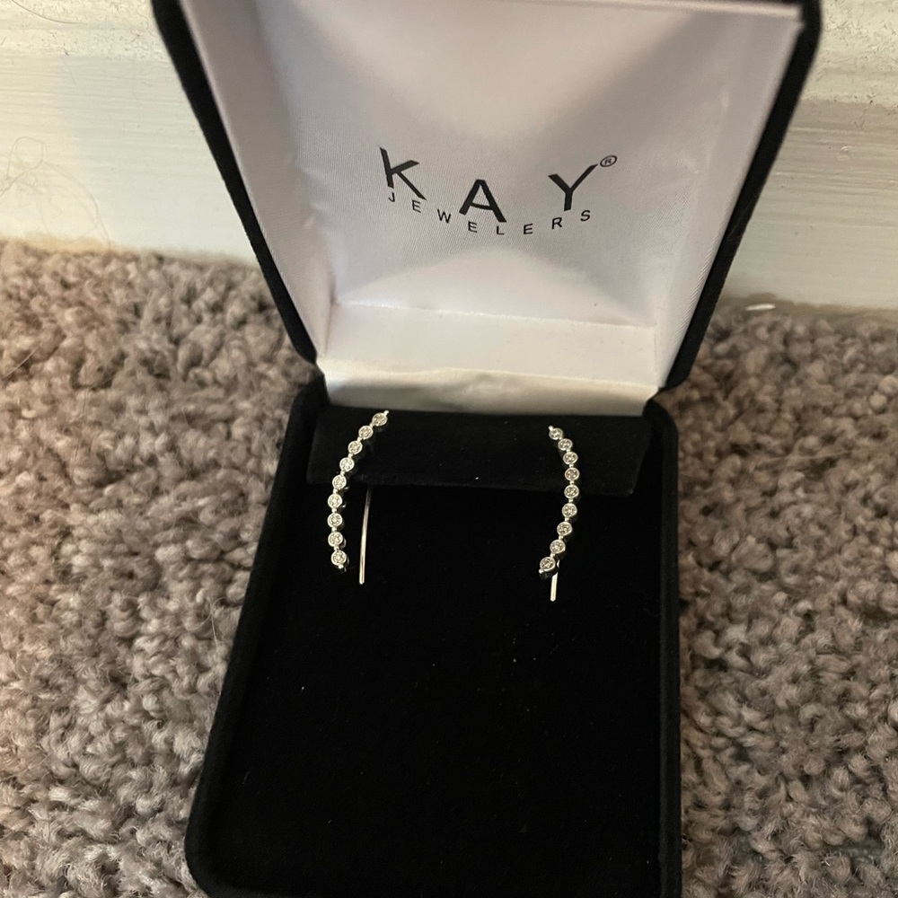 Kay Jewelers Women's Silver Diamond Earring Climbers
